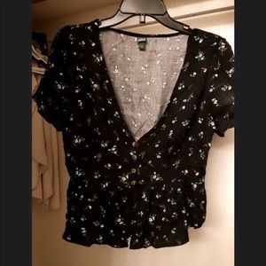 Wild fable black floral crop top